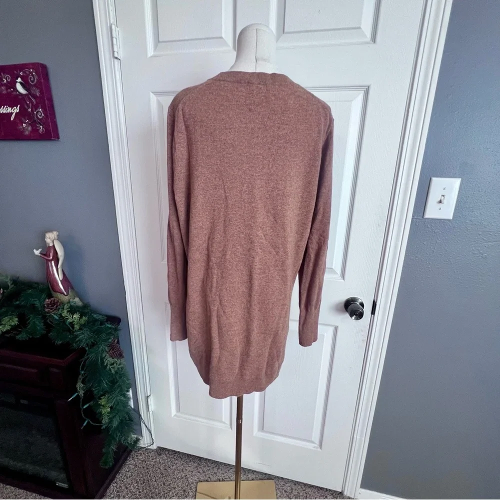 J. Crew Wool Blend Tunic Sweater Crewneck Rounded Hem in Heather Camel Women’s L